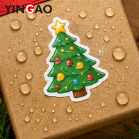Autocollants résistants aux intempéries, écologiques et durables, découpés sur mesure, mignons, de Noël, en vinyle imperméable, motif sapin de Noël et bonhomme de neige