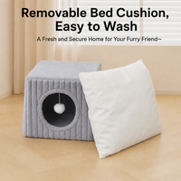 Lit de luxe en peluche pour chat, amovible et lavable, maison carrée pour chat avec jouet à suspendre, lit doux et chaud pour chiens et chats d'intérieur de petite taille