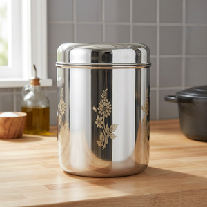 Stainless Steel Food Container Round Airtight Metal <b>Storage</b> <b>Jar</b> Classic Polished Design <b>for</b> <b>Kitchen</b> Use set of 2 - Product Image 6