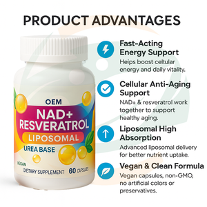 OEM kapsul nikotinamida Riboside dengan Resveratrol Liposomal Urolithin a kapsul suplemen Vegan NAD + kapsul Resveratrol - Product Image 3