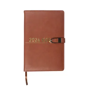 2024 daily a5 agenda planner notebook gold stamping stampa personalizzata logo journal mensile ogni giorno diario scolastico dell'ufficio