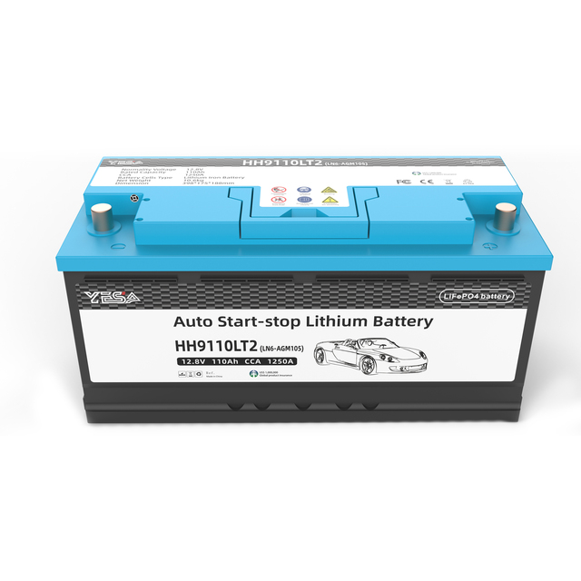 Highest Performance 12V 110Ah Car Start-Stop LiFePO4 Battery High CCA 1250 Replace AGM-105 LN6 Lead Acid AGM All Support