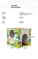Maison pour chat en carton ondulé avec griffoir intégré, lit-caverne, surface à griffer intégrée, style mignon, durable, maisonnette en carton