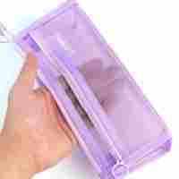 WOLUNSI marque Portable école primaire porte-crayon qualité garantie Transparent Double pont Triangle sac pas cher crayon