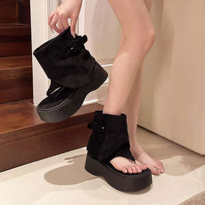 Sandales d'été 2025 pour femme, style western, à bout ouvert, plateforme épaisse, effet rehausseur, sensation haut de gamme, Cool26 - Product Image 1