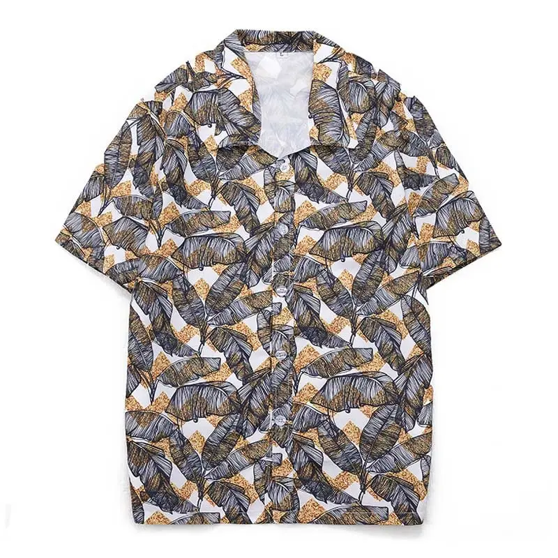 Fashion Custom Full Printing Summer Short Sleeve Men's Button Down Collar Hawaiian Shirt Tropical Beach Shirts