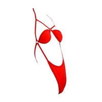 Bikini string rouge à nouer sur le côté du bas ouvert sexy pour femme