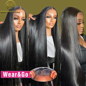 Wear Go Glueless Wig Human Hair Straight 6x4 HD Lace Closure Glueless Wig Human Hair Ready To Wear Pre Cut Pre plucked Lace Wig