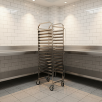 Chariot de boulangerie en acier inoxydable à 16 niveaux, double rangée, pour plateaux de cuisson, avec roues à frein pour four à pain - Vente chaude