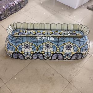 Magnifique lampe de table LED de style méditerranéen à 6 lumières, suspension en verre teinté pour l'éclairage et la décoration de salle à manger - Product Image 3