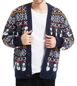 На заказ для взрослых оптовиков вязаный кашемировый кардиган уродливый мужской Рождественский свитер