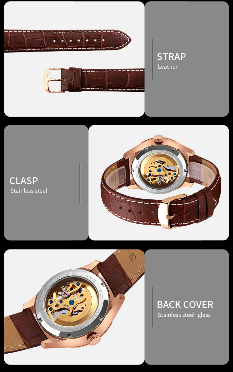 montre de luxe mécanique et automatique skmei