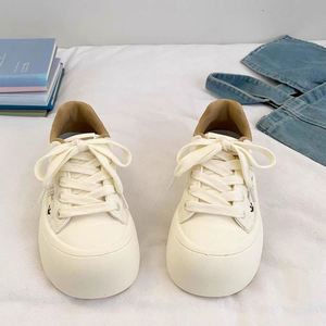 2026 Spring Autumn Trendy Bread Shoes, Ladies Cute Cartoon Color <b>Block</b> Board Shoes, Thick Sole Casual Versatile White Sneakers - Product Image 1