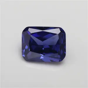 Wuzhou Factory synthetic cubic zirconia loose gemstones octagon cut blue tanzanite CZ stone