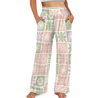 Factory Wholesale Custom Women'S Pants Low Moq Rainbow Hawaiian Quilt Print Elegant Pallazo Pants Women Official