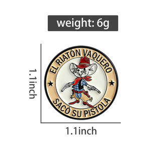 カウボーイマウスと銃のエナメルピン、メキシコの子供たちの歌を歌うカウボーイマウス、銃を持ったカウボーイマウス、ブローチ、バッグ、ラペルバッジ、ジュエリーギフト - Product Image 6