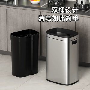 Poubelle de cuisine en acier inoxydable à ouverture supérieure, capacité extra-large 50L, adaptée à un usage commercial dans les bureaux, les hôtels, etc. - Product Image 2