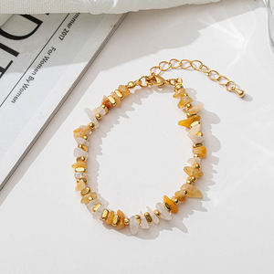 Joyería de moda color amarillo púrpura gargantilla de piedra natural irregular ágata collar de cuentas de jade - Product Image 6