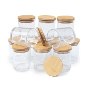 1 Sample Empty Transparent White Glass Candle Jars Without Wooden Lid Votive Container Custom Logo For Making Candles