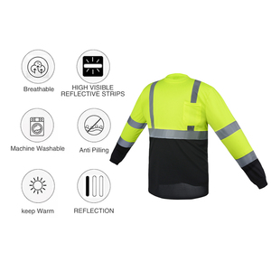 Diseño ligero Tela transpirable Trabajo de <span class=keywords><strong>alta</strong></span> <span class=keywords><strong>visibilidad</strong></span> Seguridad reflectante Camisetas <span class=keywords><strong>Polo</strong></span> de manga larga - Product Image 6