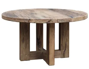 간척 오크 원형 식탁 전체 식탁 세트 4 의자 소박한 스타일 나무 테이블