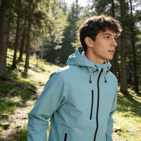Veste imperméable coupe-vent pour homme, automne, adulte, extérieur, hardshell, polyester, deux couches, color-block, coupe ample, à capuche, fermeture éclair