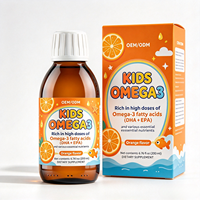 Huile de poisson liquide Oméga 3 pour enfants en marque blanche, 200 ml, riche en DHA et EPA pour la santé du cerveau, du cœur et des articulations, fabrication OEM ODM GMP