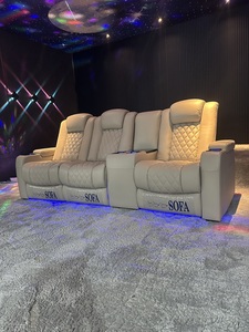 Ensemble de canapé inclinable électrique en cuir de grain supérieur de style <span class=keywords><strong>coréen</strong></span> salon de meubles de théâtre multifonctionnel - Product Image 3