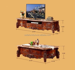 Classico Design antico soggiorno mobili <span class=keywords><strong>Tv</strong></span> stand in legno massello con intagliato <span class=keywords><strong>Tv</strong></span> tavolo in marmo europeo top <span class=keywords><strong>tv</strong></span> stand - Product Image 6