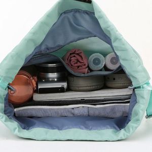 Custom Embroidery logo Waterproof Eco-Friendly Gym <b>Drawstring</b> <b>Backpack</b> Nylon Polyester 210D Folding <b>Backpack</b> with Wet Pocket - Product Image 2