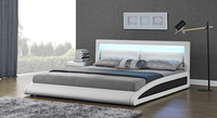 Willsoon Großhandel Europäisches Gebogenes Design Kunstleder Kingsize-Bett mit Smart-LED-Beleuchtung Maßgefertigtes Bett Modernes Queensize-Bettgestell