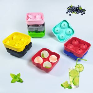 4 Grid Ice Ball <b>Makers</b>, Reusable 1.57 Inch Silicone Ice Cube Trays, Easy Release Silicone Round Sphere Ice Cube Mold with Funnel - Product Image 4