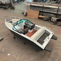 Bateau à console centrale en aluminium soudé AST 16 pieds pour 6 personnes avec moteur hors-bord, bateau catamaran en aluminium soudé avec auvent