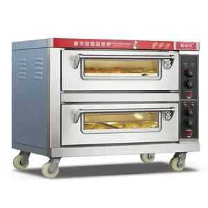 Industrial 2 deck 2 trays Electric pizza baking oven double layer cake bakery equipment built-in ovens