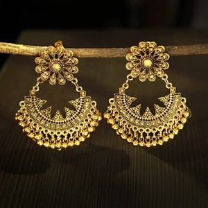 Hoa Tai Tua Rua Hình Chuông Phong Cách Dân Tộc Cho Nữ, Trang Sức Ấn Độ, Hoa Văn Rỗng, Chuỗi Hạt, Phong Cách Cổ Điển 2020 - Product Image 2