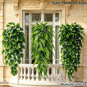 Plantes suspendues artificielles 75cm, décoration murale en plastique pour intérieur et extérieur, verdure - Product Image 1