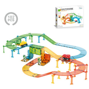 <span class=keywords><strong>MAG</strong></span>-PARADISE 102-teiliges DIY Multi-Brücken Magnetisches Farbige Schienen-Bauset Doppel-Elektrozug 3D Lernspielzeug für Kleinkinder - Product Image 2