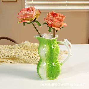 Pot à lait en céramique Creative Relief Cabbage avec poignée lapin mignon, cadeau original, carafe à crème - Product Image 4