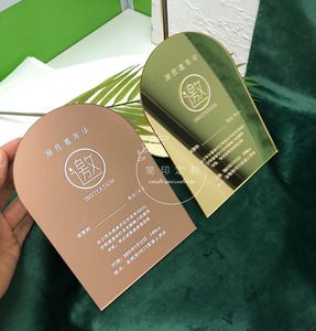 Invitations de mariage personnalisées en acrylique miroir doré pour votre propre mariage <span class=keywords><strong>anniversaire</strong></span> danse Concert fête affaires Graduation Menu - Product Image 5