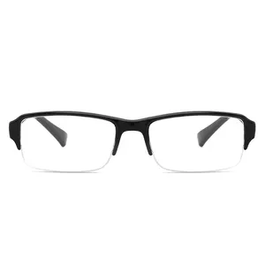 Custom Simple Wholesale Half Rim Black Plastic Prescription Reading Glasses Frames for Man