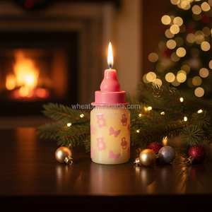 Baby Shower Favors Giveaways Feeding Bottle Shape Customize Logo Girl Birthday Decoration Gift <strong>Pink</strong> Bottle <strong>Candle</strong> - Product Image 2