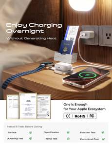 Station de charge sans fil pliable LISEN, support de charge magnétique en métal 3 en 1, station de charge sans fil portable pour iPhone, voyage - Product Image 6
