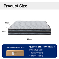 Matelas à ressorts ensachés modernes de 25 cm, compressé sous vide, avec housse en coton matelassée losanges, idéal pour chambre, hôtel, appartement