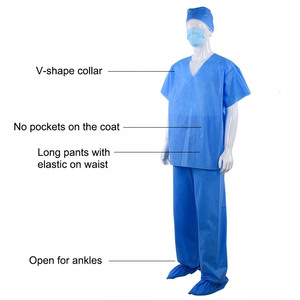 Combinaisons de gommage jetables <span class=keywords><strong>Blouse</strong></span> de <span class=keywords><strong>laboratoire</strong></span> pour médecins et infirmières Vêtements d'hôpital jetables sans manches Robe de patient - Product Image 2