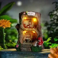 Ornement de jardin en résine, maisonnette féerique à deux étages, panneau de bienvenue, modèle animal 509, décoration champignon pour patio extérieur
