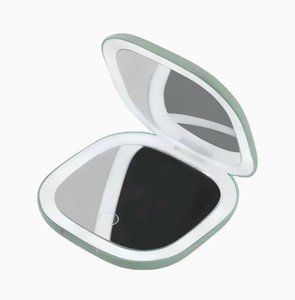 Miroir de maquillage portable pliable personnalisé avec éclairage LED, logo personnalisé, miroir compact avec lumière - Product Image 1