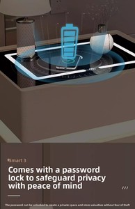Manufacturer Nightstand Smart <strong>Bedside</strong> <strong>Table</strong> Wireless Charging 2 Drawers Fingerprint Lock <strong>Led</strong> Light Cabinet Bedroom Furniture - Product Image 6