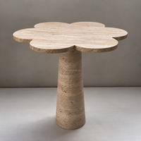 Table basse en travertin naturel de luxe nordique, de forme florale, pour salon moderne ou villa, directement de l'usine