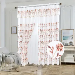 モダンなファッションの寝室の刺Embroideryカーテン白いカーテンリビングルーム用のポータブル遮光カーテン