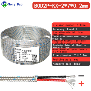 Cable de compensación de termopar tipo K Etype Jtype Ttype Cable de blindaje de metal, Cable de detección de temperatura, Cable de extensión de precisión - Product Image 2